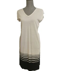 White House Black Market Striped Hem Knit Dress XS | Nautical Shift V-Neck